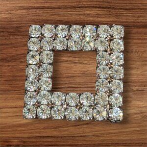 Vintage Art Deco Rhinestone Square Dress Clip Jewelry